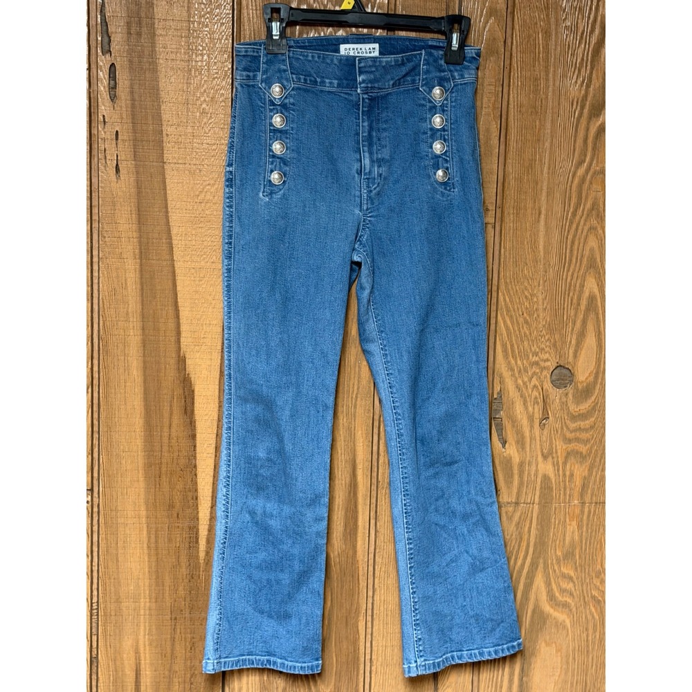 Derek Lam 10 Crosby Sailor Jeans Blue High Rise Flare Button Front Denim 27